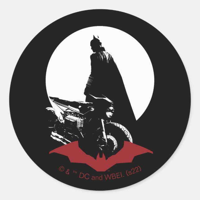 Sticker Rond Batman Motorcycle Silhouette (Devant)