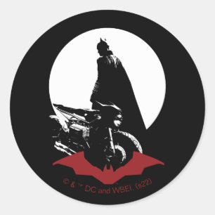 Sticker Rond Batman Motorcycle Silhouette