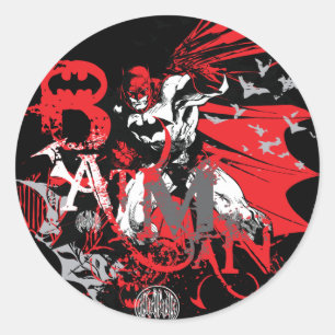 Sticker Rond Batman Red et Black Collage