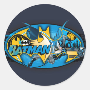 Sticker Rond Batman Symbol   Classic Collage Logo
