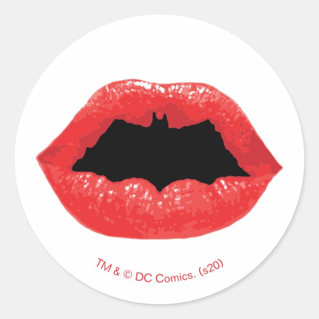 Sticker Rond Batman Valentine | Lèvres de chaume (Devant)