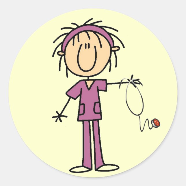 Sticker Rond Bâton blanc pour femme Figure infirmière T-shirts  (Devant)