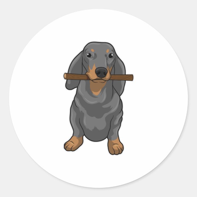 Sticker Rond Bâton Dachshund (Devant)