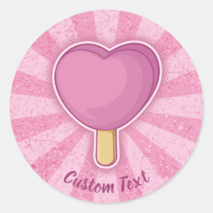 Sticker Rond Bâton de crème glacée du coeur