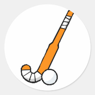 Sticker Rond Bâton de hockey de terrain orange