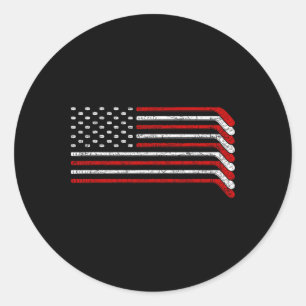 Sticker Rond Bâton de hockey Drapeau américain Patriotique Plaq