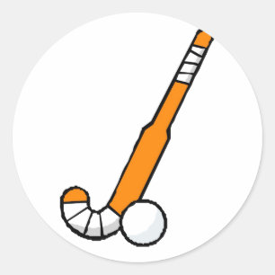 Sticker Rond Bâton de hockey orange de champ