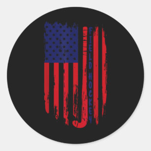 Sticker Rond Bâton de hockey sur gazon patriotique Drapeau amér