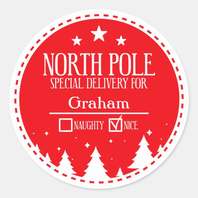 Sticker Rond Bâton de Noël de la Place de Noël du Pôle Nord (Devant)