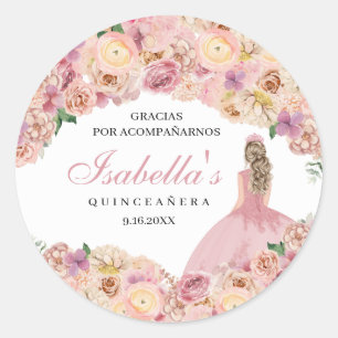 Sticker Rond Bâton rond rose pâle Quinceanera classique