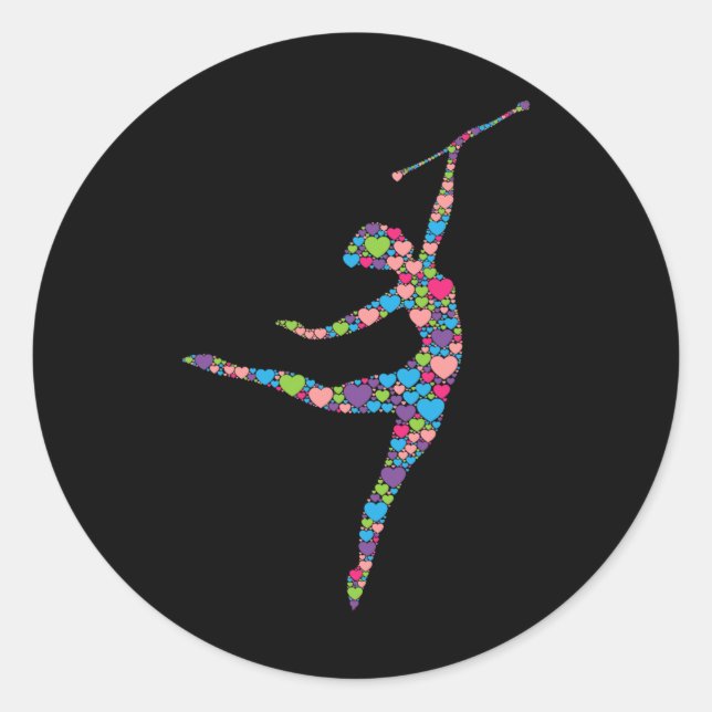 Sticker Rond Baton Twirling Girl - Silhouette Dancing Twirler M (Devant)