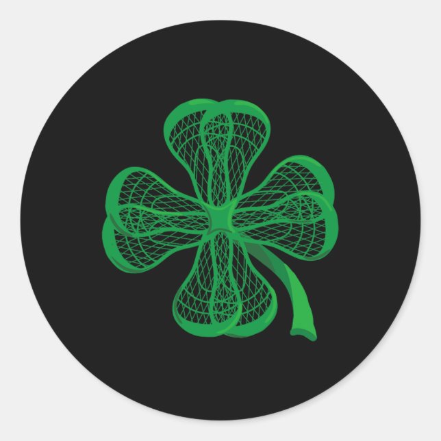 Sticker Rond Bâtons de crosse Shamrock Clover irlandais Lucky L (Devant)