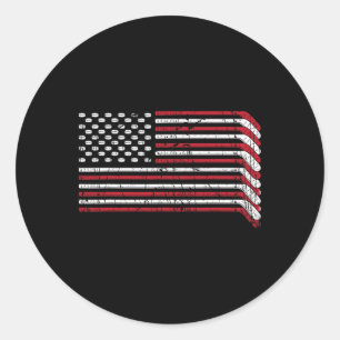 Sticker Rond Bâtons de hockey drapeau américain 4 juillet fiert