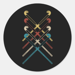 Sticker Rond Bâtons de hockey rétro de hockey sur gazon _1