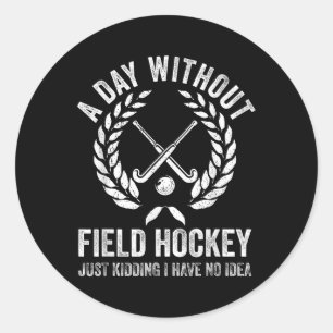 Sticker Rond Bâtons de hockey sur gazon - Une journée sans hock
