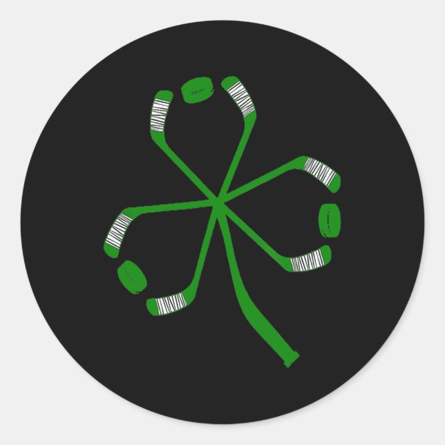 Sticker Rond Bâtons de hockey sur glace de la Saint Patrick Sha (Devant)