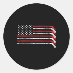 Sticker Rond Bâtons de hockey sur glace Drapeau américain Joueu