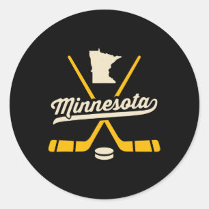 Sticker Rond Bâtons de hockey sur glace vintage Minnesota Équip