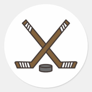 Sticker Rond Bâtons et canettes de hockey