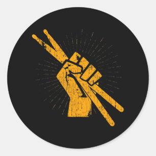 Sticker Rond Bâtons tambours Percussion Rocher de percussion