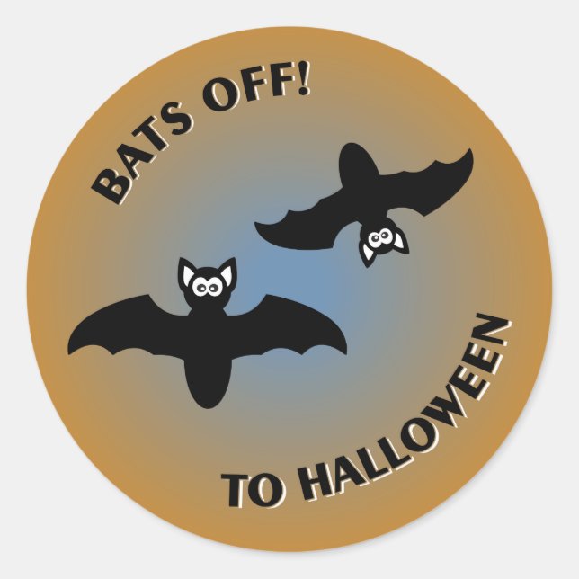 Sticker Rond Bats d'Halloween bleu orange (Devant)
