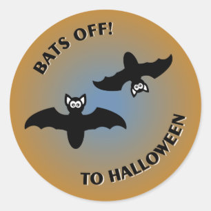 Sticker Rond Bats d'Halloween bleu orange