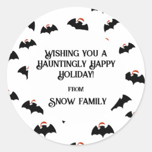 Sticker Rond Bats mignons avec chapeaux santa