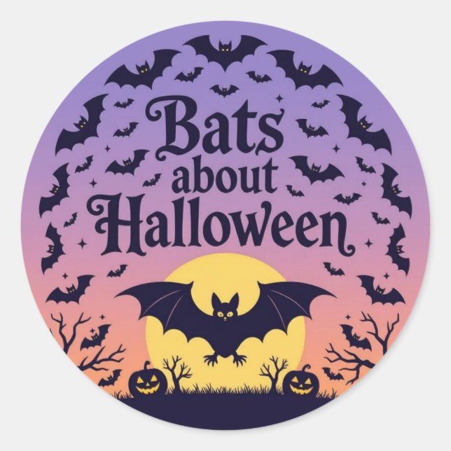 Sticker Rond Bats sur Halloween (Devant)