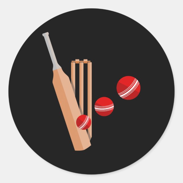 Sticker Rond Batte de cricket T et Ll 1  (Devant)