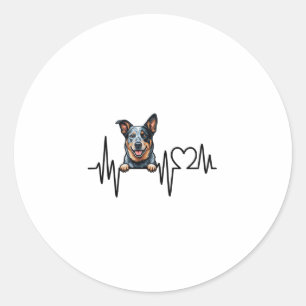 Sticker Rond Battement de coeur de Chien Bouvier Australien ECG