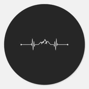 Sticker Rond Battement de cœur de montagne Graphique Voyage Ath