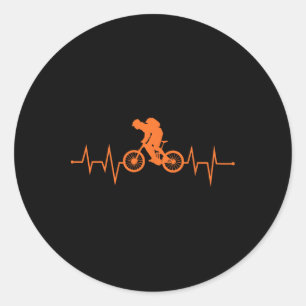 Sticker Rond Battement de cœur de VTT Cycliste VTT Vélo tout te