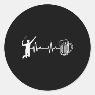 Sticker Rond Battement de cœur ECG Joueur de badminton Raquette