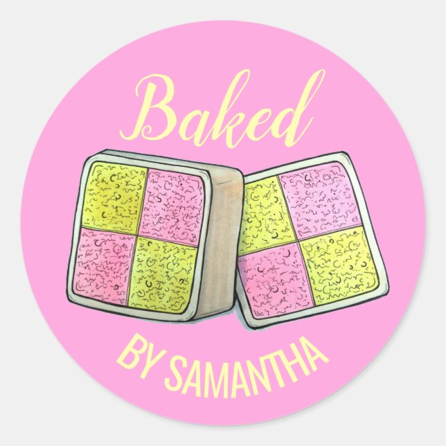 Sticker Rond Battenberg Marzipan Boulangerie de gâteau aux épon (Devant)