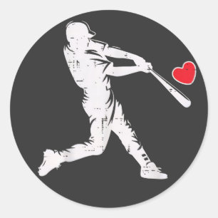 Sticker Rond Batterie de baseball de la Saint-Valentin Silhouet