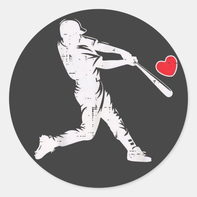 Sticker Rond Batterie de baseball de la Saint-Valentin Silhouet (Devant)