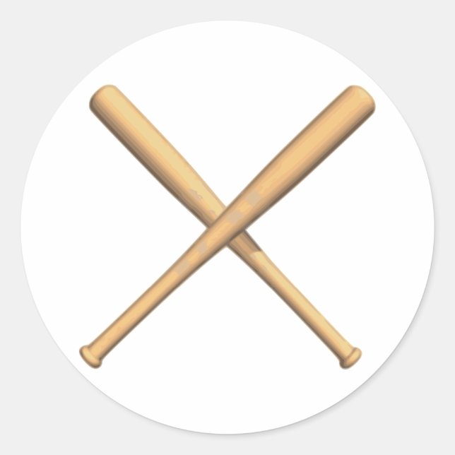 Sticker Rond Battes de Baseball Croisées (Devant)