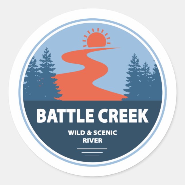 Sticker Rond Battle Creek Wild Et Rivière Pittoresque Idaho (Devant)