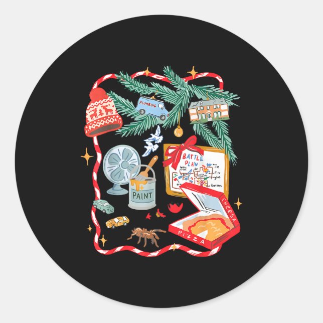 Sticker Rond Battle Plan Funny Christmas Home Kids Hand Dawn Al (Devant)