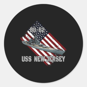 Sticker Rond Battleship Uss New Jersey Bb-62 &amp; Combat Warsh