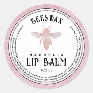 Sticker Rond Baume à lèvres d'abeille Queen Bee Pink Hexagon Bo