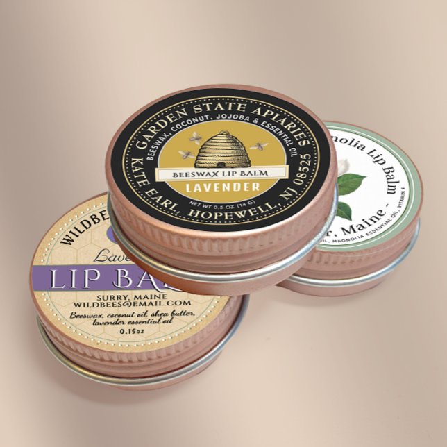 Sticker Rond Baume à lèvres en cire d'abeille avec skep Vintage (Créateur téléchargé)