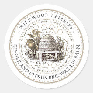 Sticker Rond Baume à lèvres Ginger & Citrus Beeswax Skep Classe