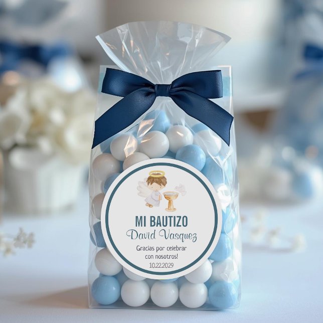 Sticker Rond Bautizo en espagnol mignon Baptême Christening Fav (Créateur téléchargé)
