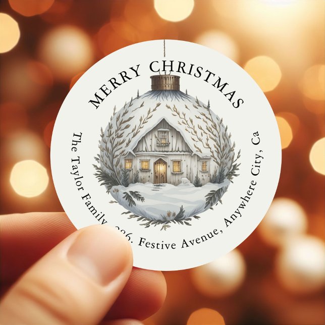 Sticker Rond Bauve décorative Noël Adresse de retour (Créateur téléchargé)