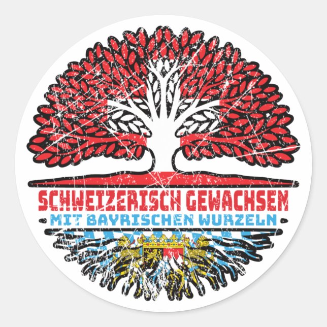 Sticker Rond Bayern Bayrisch Schweizer Schweiz Baum Wurzel (Devant)