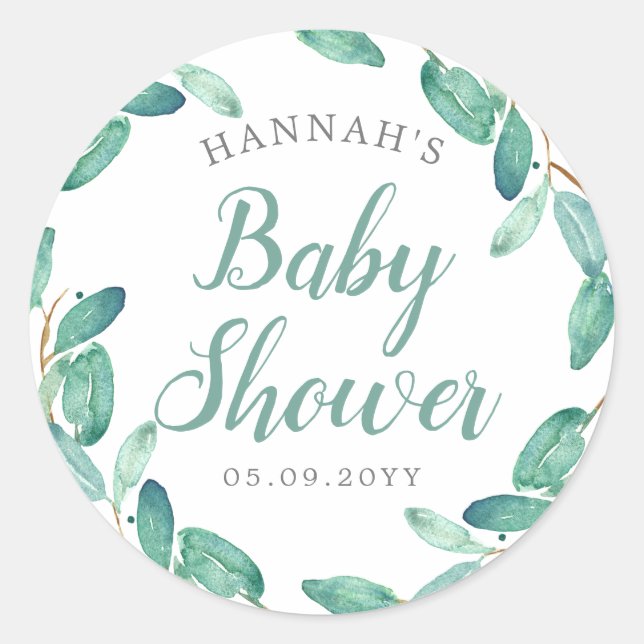Sticker Rond Bayou Botaniques Baby shower verdoyant (Devant)