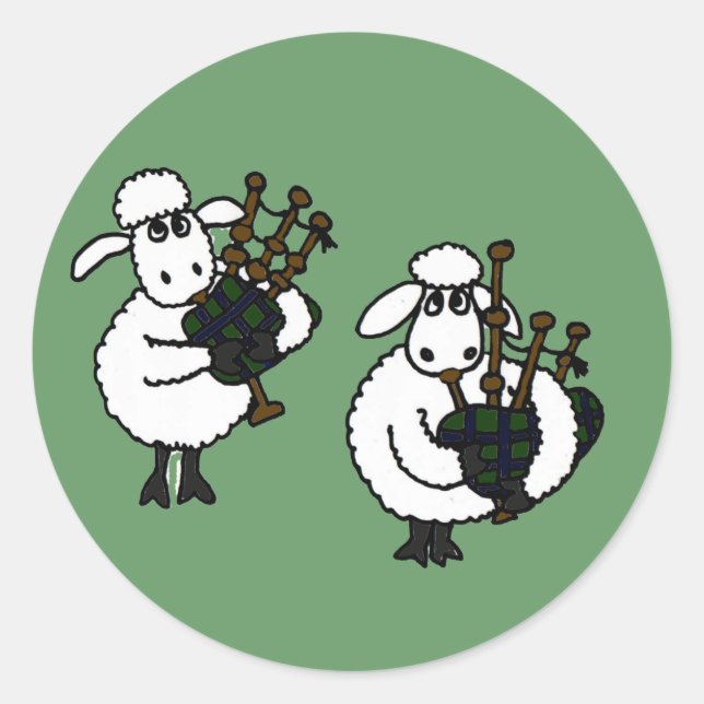 Sticker Rond BB- Moutons superbes Jouer des tuyaux (Devant)