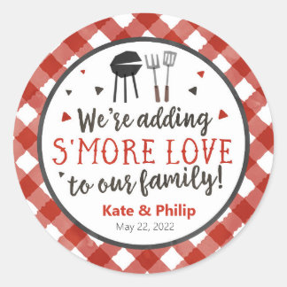 Sticker Rond BBQ Ajouter Smore Love S'mores Baby-Q Baby shower