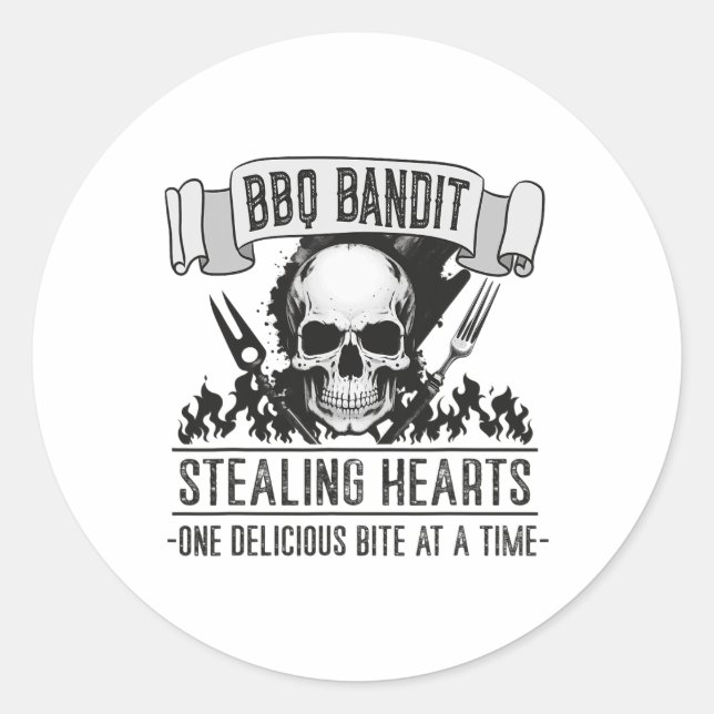 Sticker Rond Bbq Byndit Voler Coeurs Funny Griller Bbq Love (Devant)